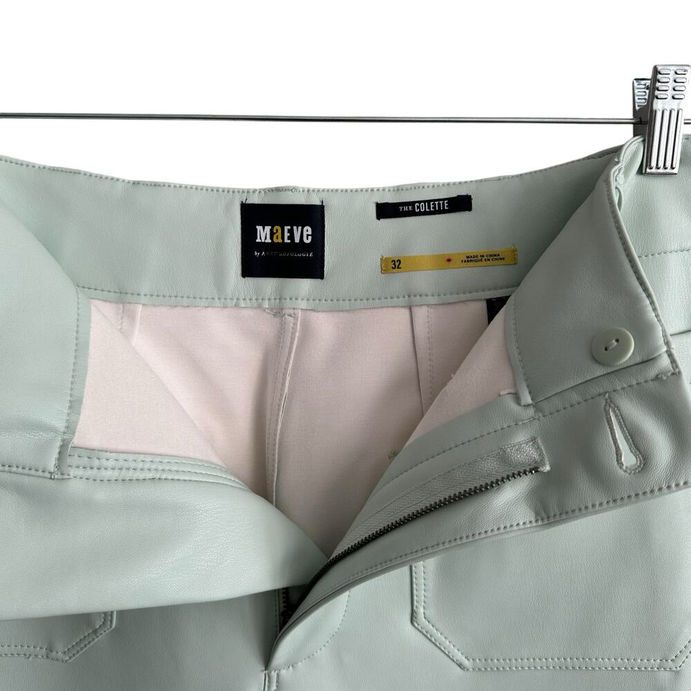 NEW Anthro Maeve The Colette Cropped Wide Leg Faux Leather Edition Mint Size 32 - Picture 10 of 13
